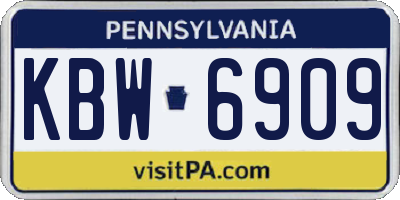 PA license plate KBW6909