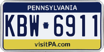 PA license plate KBW6911