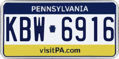 PA license plate KBW6916