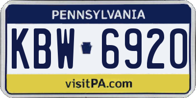 PA license plate KBW6920