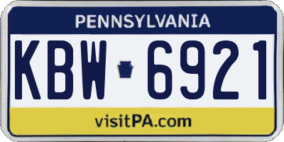 PA license plate KBW6921