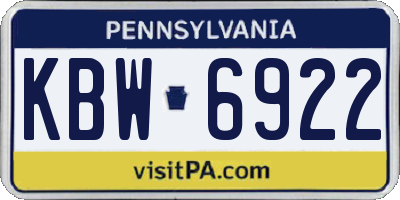 PA license plate KBW6922