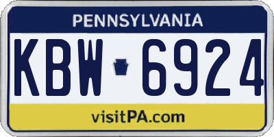 PA license plate KBW6924