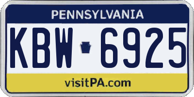 PA license plate KBW6925