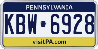 PA license plate KBW6928