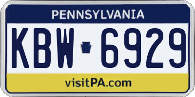PA license plate KBW6929