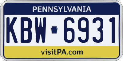 PA license plate KBW6931