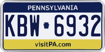PA license plate KBW6932