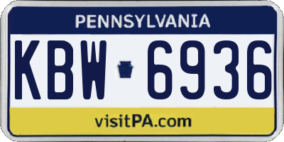 PA license plate KBW6936