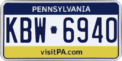 PA license plate KBW6940