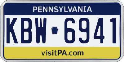 PA license plate KBW6941
