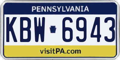 PA license plate KBW6943