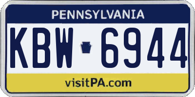 PA license plate KBW6944