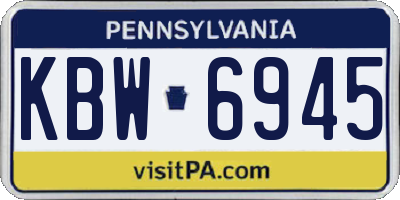 PA license plate KBW6945