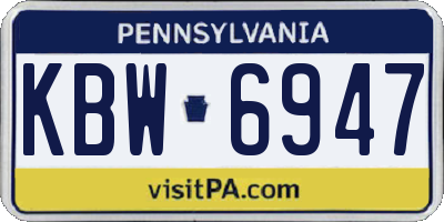 PA license plate KBW6947
