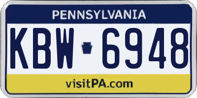 PA license plate KBW6948
