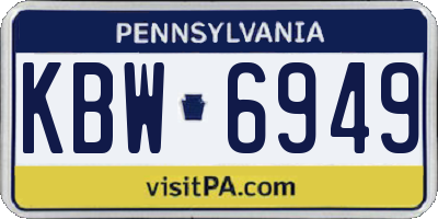 PA license plate KBW6949