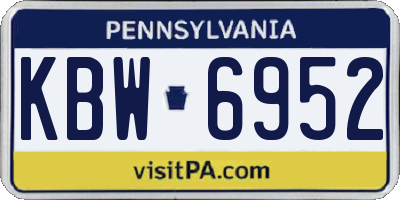 PA license plate KBW6952