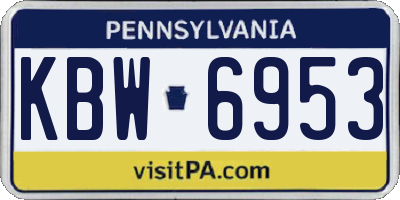 PA license plate KBW6953