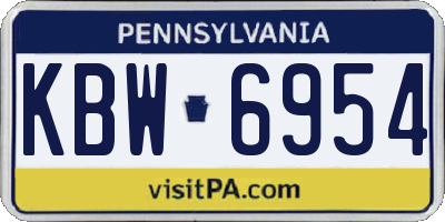 PA license plate KBW6954