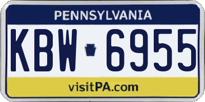 PA license plate KBW6955