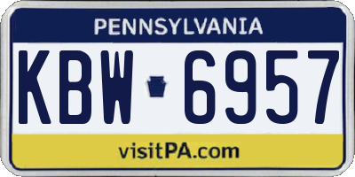 PA license plate KBW6957
