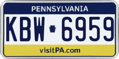PA license plate KBW6959