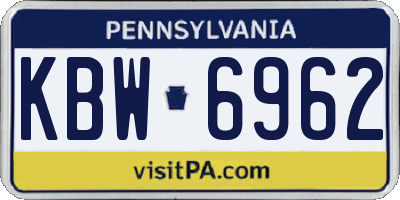PA license plate KBW6962