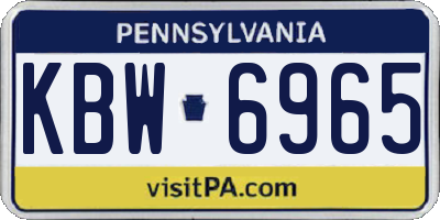 PA license plate KBW6965
