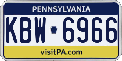 PA license plate KBW6966