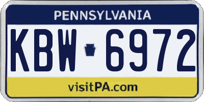 PA license plate KBW6972