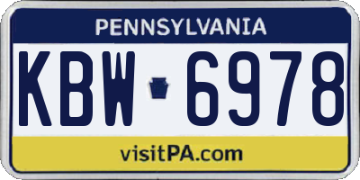 PA license plate KBW6978