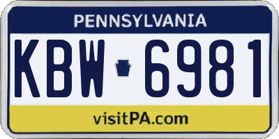 PA license plate KBW6981