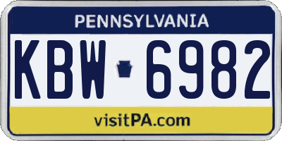 PA license plate KBW6982