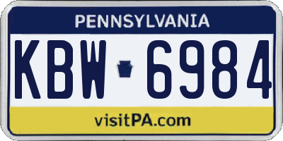 PA license plate KBW6984