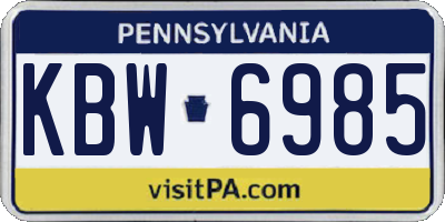 PA license plate KBW6985