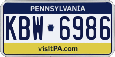 PA license plate KBW6986