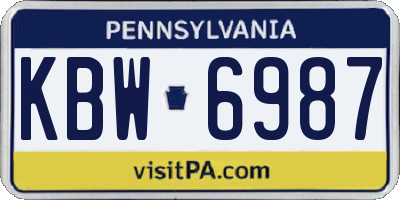 PA license plate KBW6987