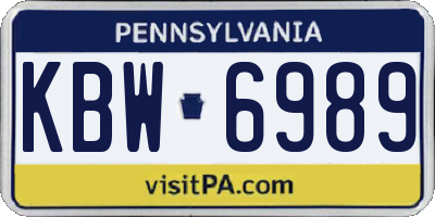 PA license plate KBW6989