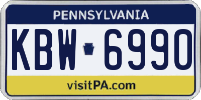 PA license plate KBW6990