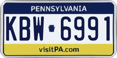 PA license plate KBW6991