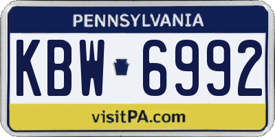 PA license plate KBW6992