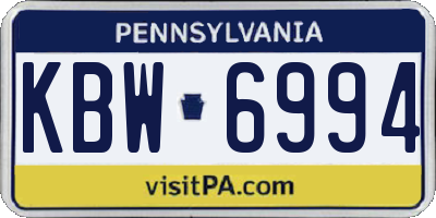 PA license plate KBW6994
