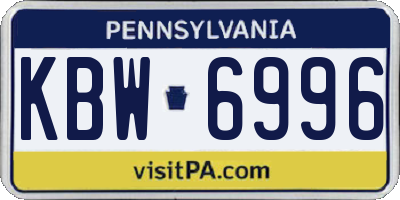 PA license plate KBW6996