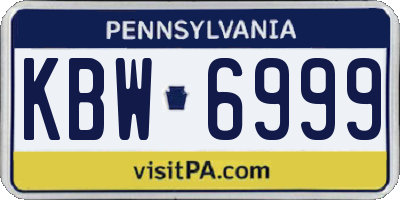PA license plate KBW6999