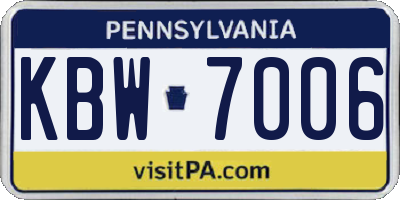 PA license plate KBW7006