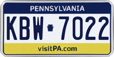 PA license plate KBW7022