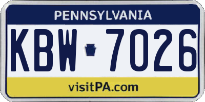 PA license plate KBW7026