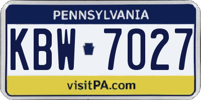 PA license plate KBW7027