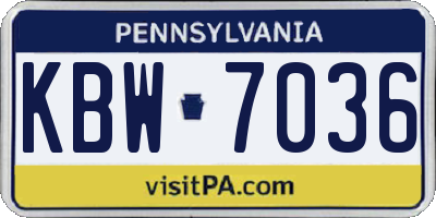 PA license plate KBW7036